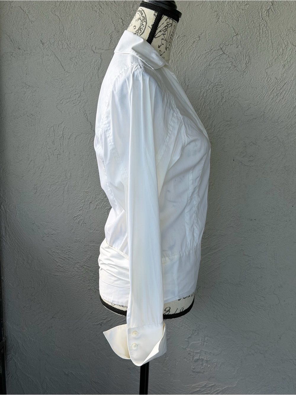 BCBGMaxAzria White Wrap-Front Button Down Blouse - Picture 3 of 6